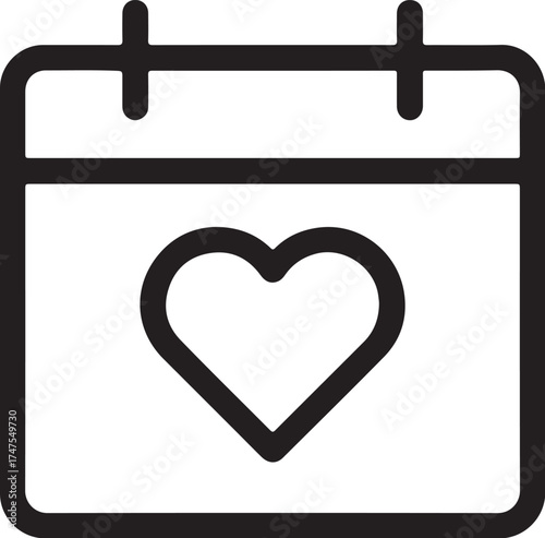 Date of Love: A minimalistic icon captures the essence of romance and anticipation, with a calendar marked by a heart symbol, hinting at a special day filled with affection and joy.