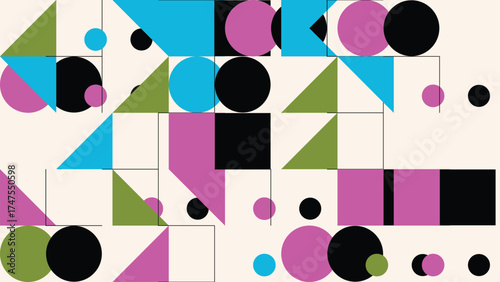 Abstract geometric shapes design featuring triangles circles and squares graphic art