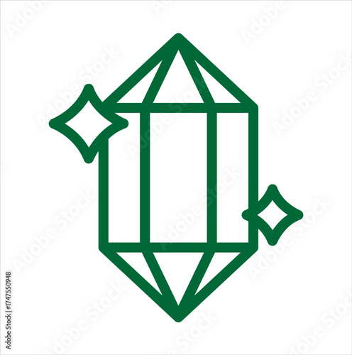 Green Emerald Cut Gemstone Icon Vector