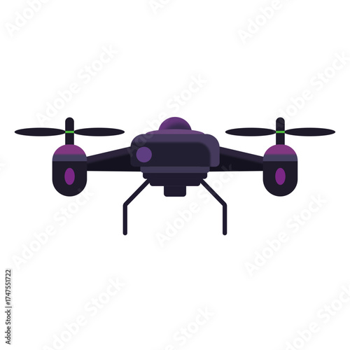 Stylized Halloween-themed drone icon in purple and black, modern technology design with spooky accents. Perfect for tech and holiday illustration collections.