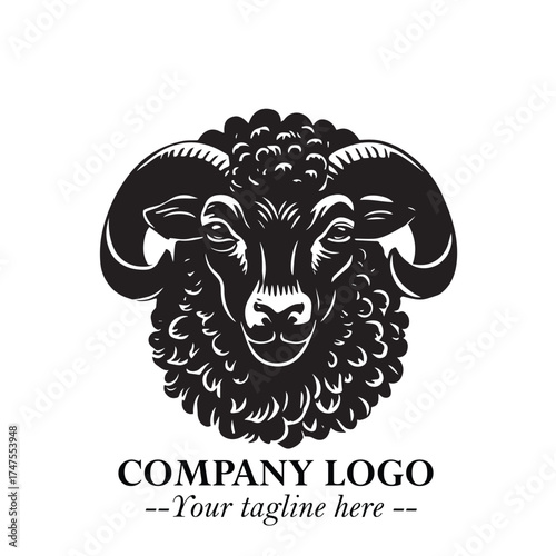 Head of Sheep Logo Symbol in Minimalist Modern Vector Design for Farm, Agriculture, and Wool Branding
