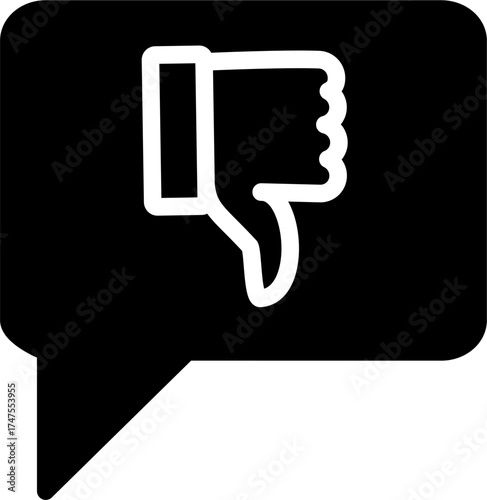 Negative feedback icon. Thumbs down, dislike chat message vector icon. Vector graphics and not Artificial Intelligence, logo illustration. Replaceable vector design.