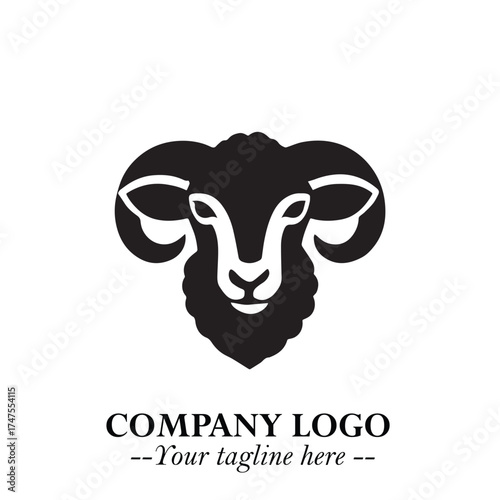 Head of Sheep Logo Symbol in Minimalist Modern Vector Design for Farm, Agriculture, and Wool Branding