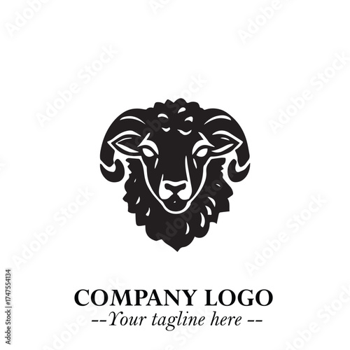 Head of Sheep Logo Symbol in Minimalist Modern Vector Design for Farm, Agriculture, and Wool Branding