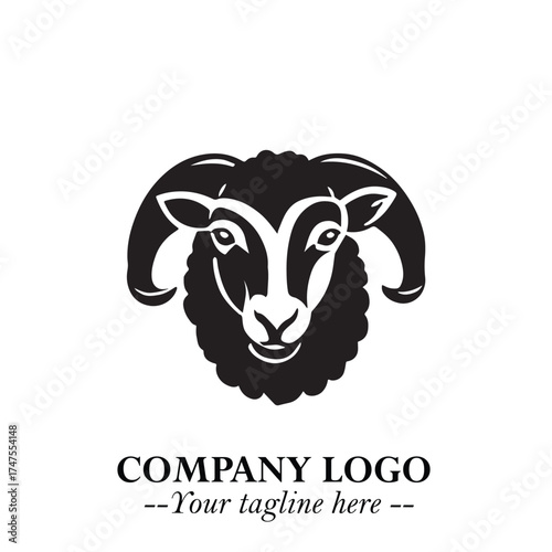 Head of Sheep Logo Symbol in Minimalist Modern Vector Design for Farm, Agriculture, and Wool Branding