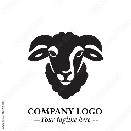 Head of Sheep Logo Symbol in Minimalist Modern Vector Design for Farm, Agriculture, and Wool Branding