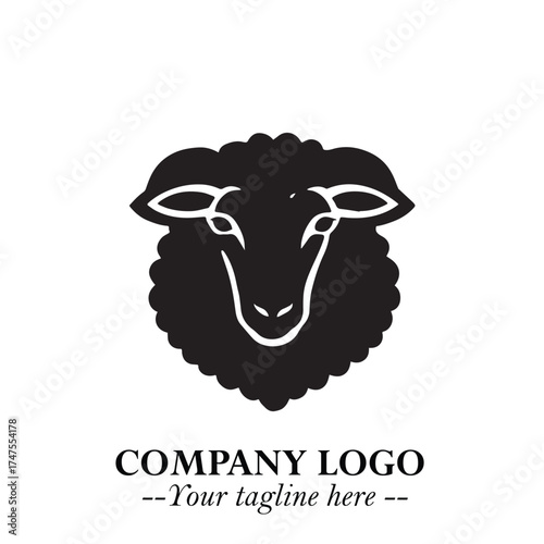 Head of Sheep Logo Symbol in Minimalist Modern Vector Design for Farm, Agriculture, and Wool Branding
