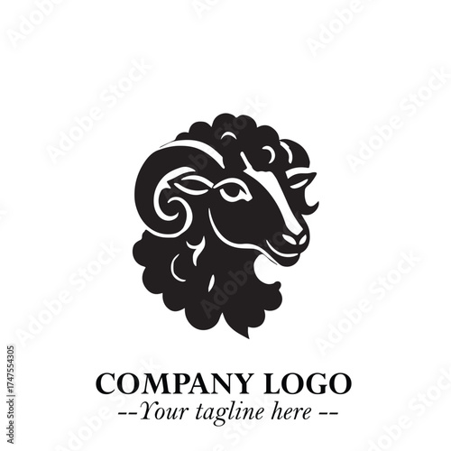 Head of Sheep Logo Symbol in Minimalist Modern Vector Design for Farm, Agriculture, and Wool Branding