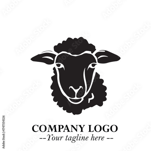Head of Sheep Logo Symbol in Minimalist Modern Vector Design for Farm, Agriculture, and Wool Branding