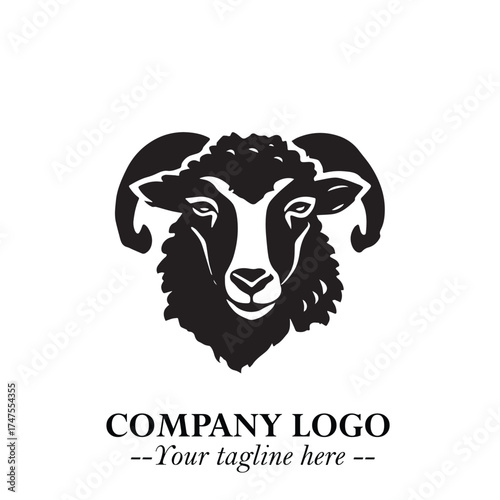 Head of Sheep Logo Symbol in Minimalist Modern Vector Design for Farm, Agriculture, and Wool Branding