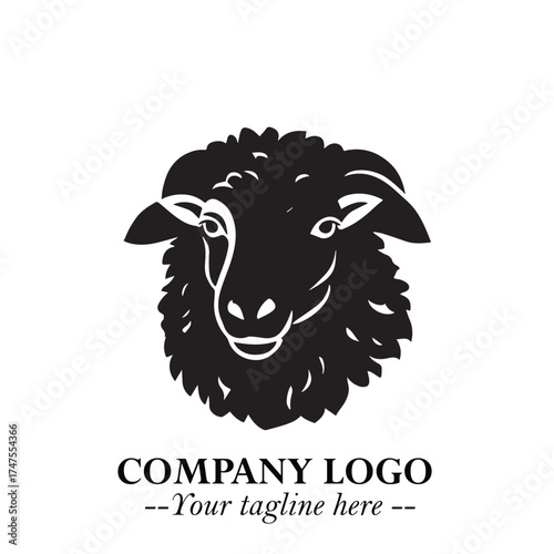 Head of Sheep Logo Symbol in Minimalist Modern Vector Design for Farm, Agriculture, and Wool Branding