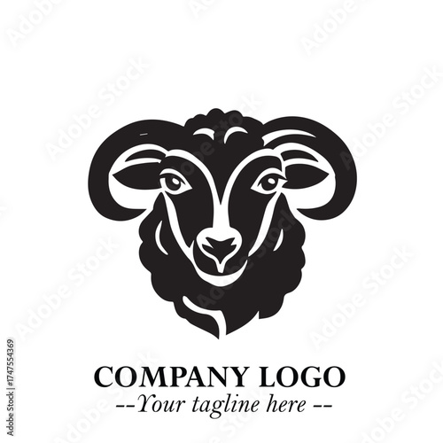 Head of Sheep Logo Symbol in Minimalist Modern Vector Design for Farm, Agriculture, and Wool Branding