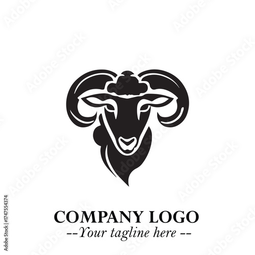 Head of Sheep Logo Symbol in Minimalist Modern Vector Design for Farm, Agriculture, and Wool Branding