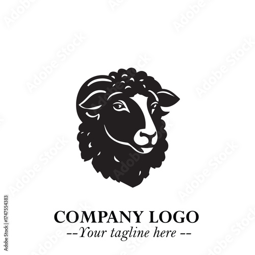 Head of Sheep Logo Symbol in Minimalist Modern Vector Design for Farm, Agriculture, and Wool Branding