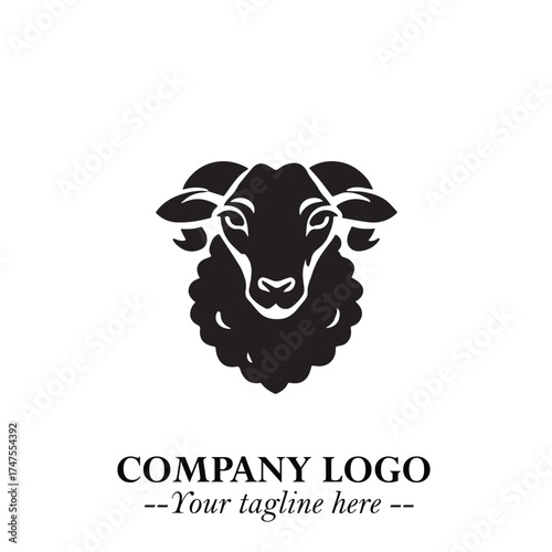 Head of Sheep Logo Symbol in Minimalist Modern Vector Design for Farm, Agriculture, and Wool Branding