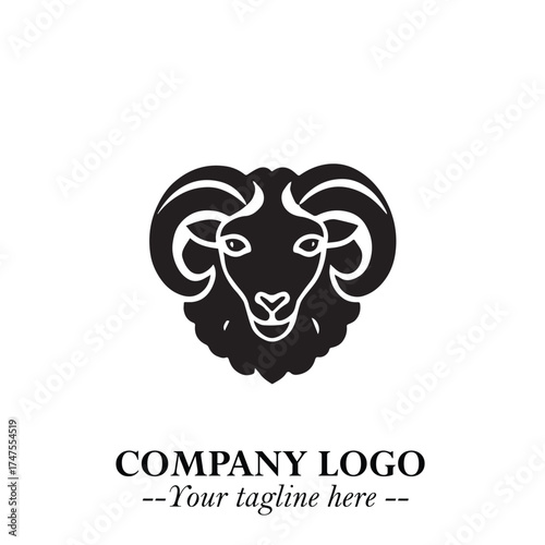 Head of Sheep Logo Symbol in Minimalist Modern Vector Design for Farm, Agriculture, and Wool Branding