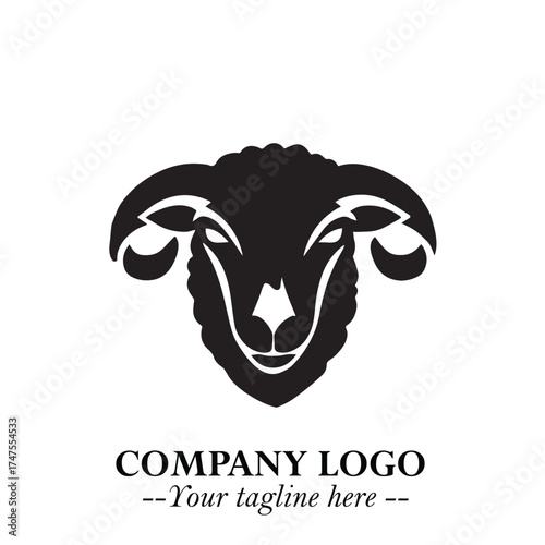 Head of Sheep Logo Symbol in Minimalist Modern Vector Design for Farm, Agriculture, and Wool Branding