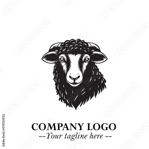 Head of Sheep Logo Symbol in Minimalist Modern Vector Design for Farm, Agriculture, and Wool Branding