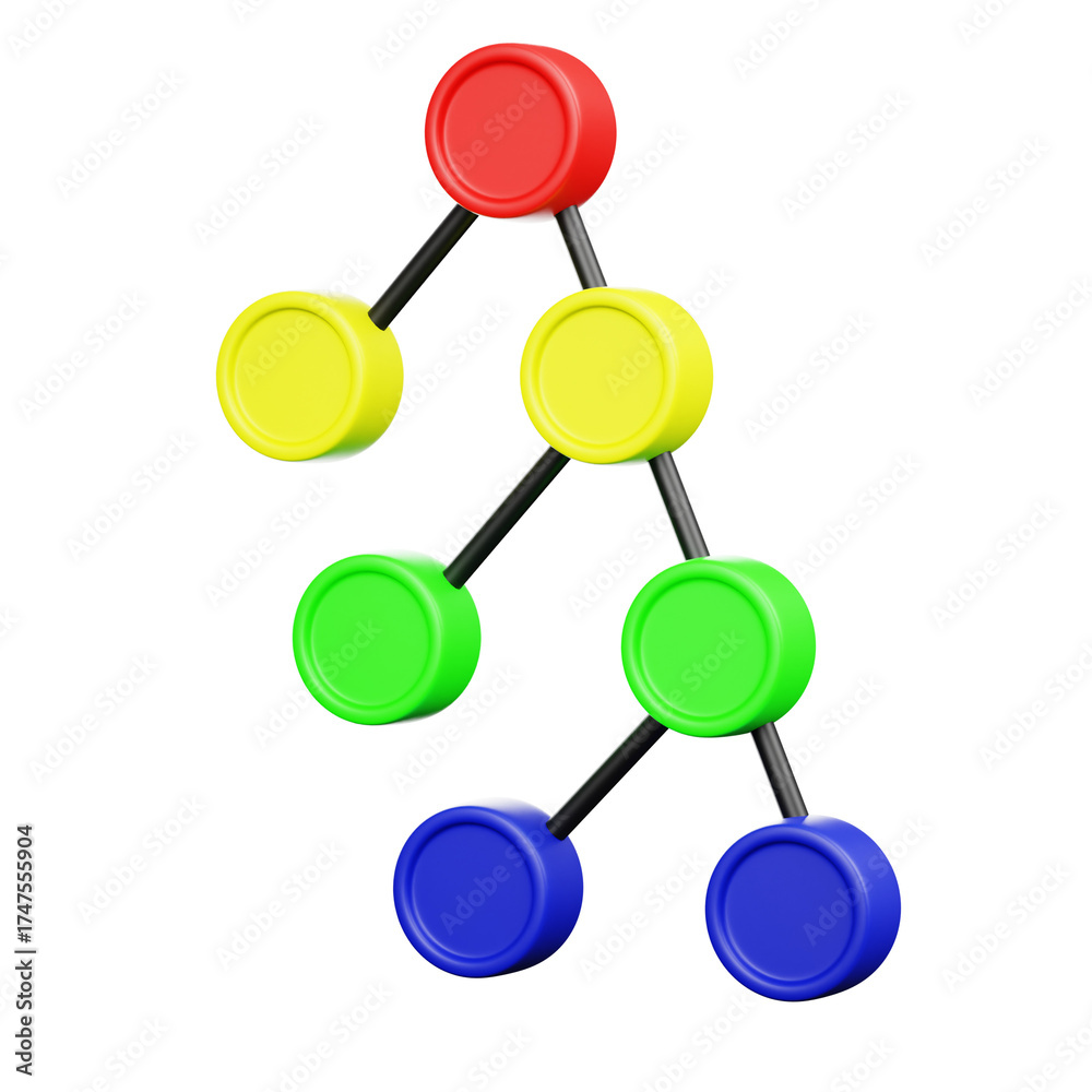 Fototapeta premium 3D Rendered Colorful Circular Node Tree Structure Diagram Illustration