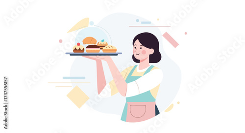 Pastry Chef Presents Baked Delights, Demonstrating Professional Baking Skills With Freshly Made