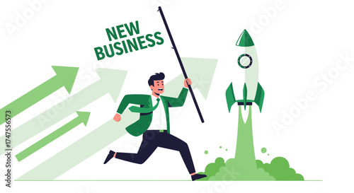 New Business Launch: Rocketing Into Success with Creative Startup and Upward Growth
