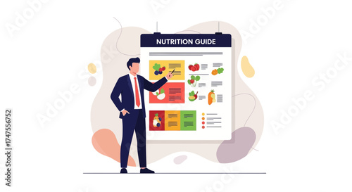Nutritionist Presenting The Elements Of Dietary Guidelines And Food Groups