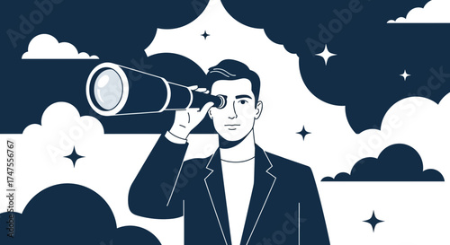 Observing The Future: A Determined Individual Looks Ahead With Foresight And Vision