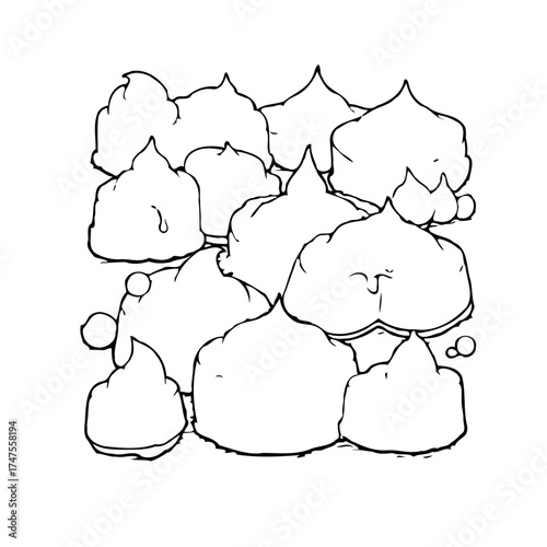 Outlined confectionery arrangement presenting a unified structure illustrating sweet treats in a