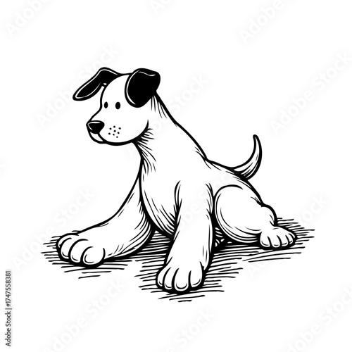 Playful cartoon illustration of a lovable dog offering companionship and delightful canine charm,