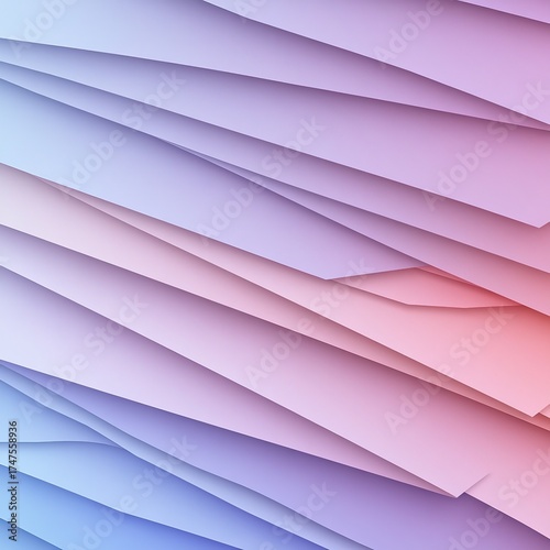 Abstract background with smooth overlapping paper layers showcasing a beautiful pastel color gradient from soft blue to vibrant purple pink