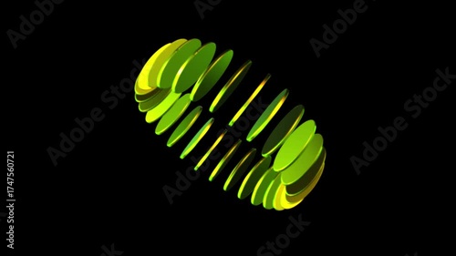 Rotating 3D Rectangular Bars Forming Circular Shape with Dark Neon Gradient Glow Animation on Black Background
