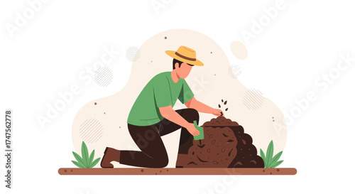 Person Planting Seeds in Soil for Gardening, Cultivating and Sowing Vegetables