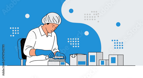 Person Performing Precise Actions, Working In Sterile Environment With Packaging Materials