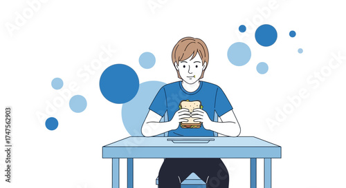 Person Preparing To Eat A Tasty Sandwich In A Minimalist And Clean Illustration