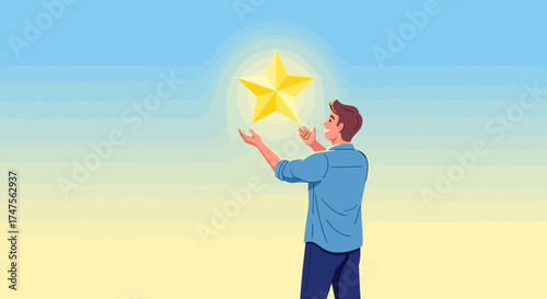 Person Reaching For A Bright Star Symbolizing Success And Achievement Inspiration