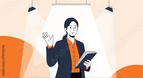 Presentation Invitation With The Business Leader, Showing The Modern Office Design Background