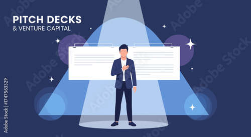 Presentation of a pitch deck for venture capital investment opportunities visualization graphic