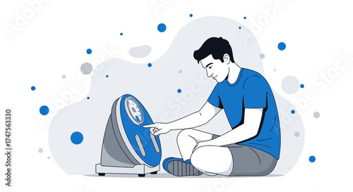 Person Reviewing Weight Measurement Data On A Scale Representing Health And Wellness