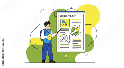 Presentation of a School Project by a Student Illustrating Education and Learning