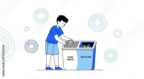 Person Sorting Food And Recycling, Utilizing Sustainable Practices For A Greener Future