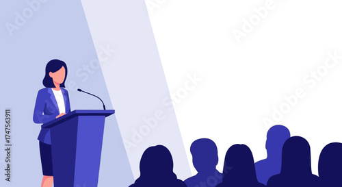 Presenter Delivering a Speech Addressing Audience at a Professional Conference Presentation