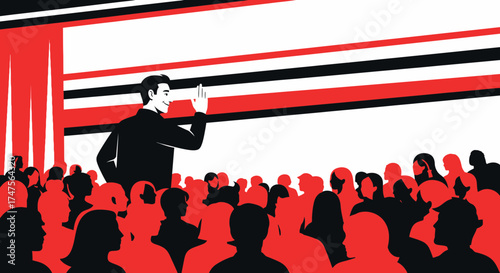 Politician Speaking to Crowd, Political Speech, Orator Addressing the Audience