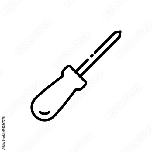 Stylized Outline Icon of a Phillips Head Screwdriver