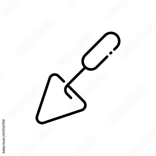 Minimalist Line Art Icon of a Hand Trowel