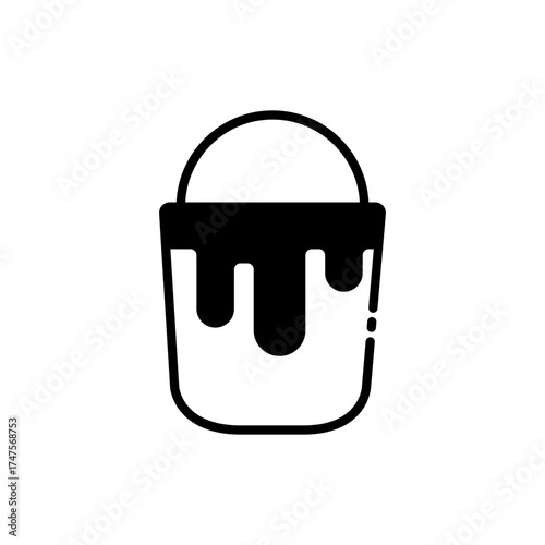 Minimalist Black Paint Bucket Icon with Drips