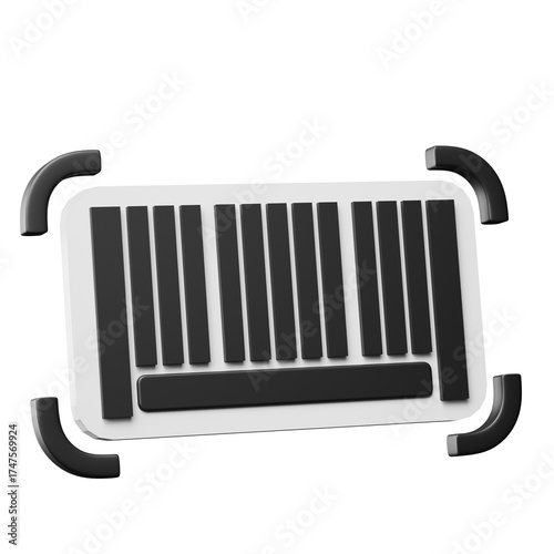 Modern 3D Barcode Scanning Element with Rounded Frame Design Icon