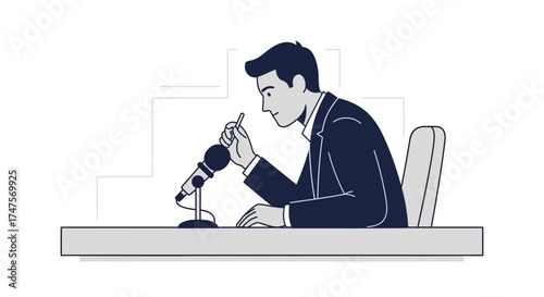 Presenting A Professional Businessman At A Conference Or Public Speaking Example