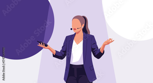 Presenting Business Woman During A Conference, Giving A Speech, Public Speaking