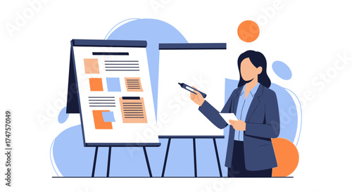 Professional Woman Delivering Presentation During A Business Meeting In A Modern Office Space