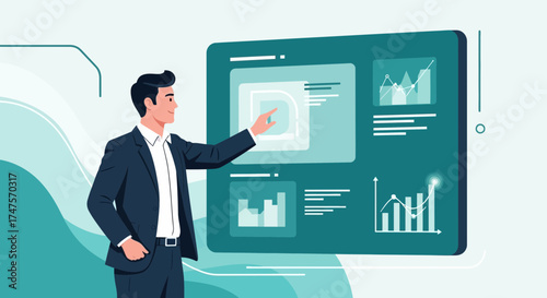 Professional Business Presentation Illustrating Technological Advancement And Data Analysis